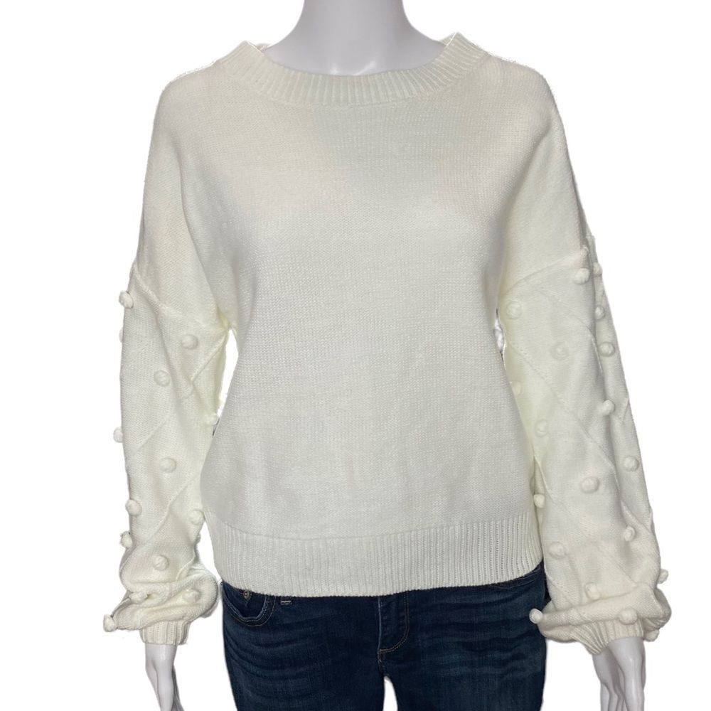 Polagram Knit Sweater Womens Small White Casual CE0223